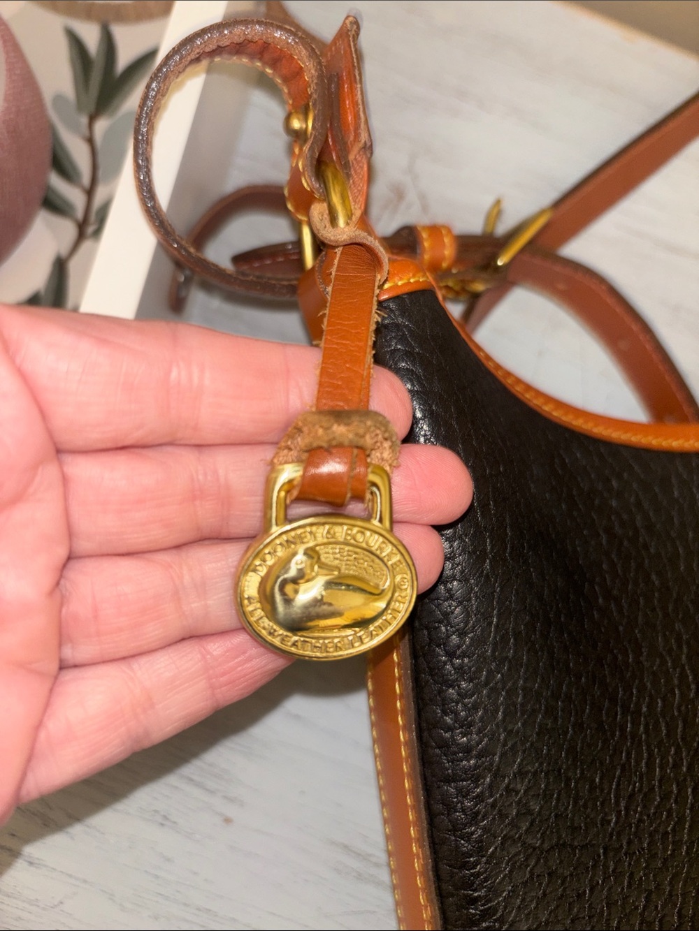 Dooney & Bourke Black and Brown Pebbled Leather Shoulder Bag - Picture 5 of 7